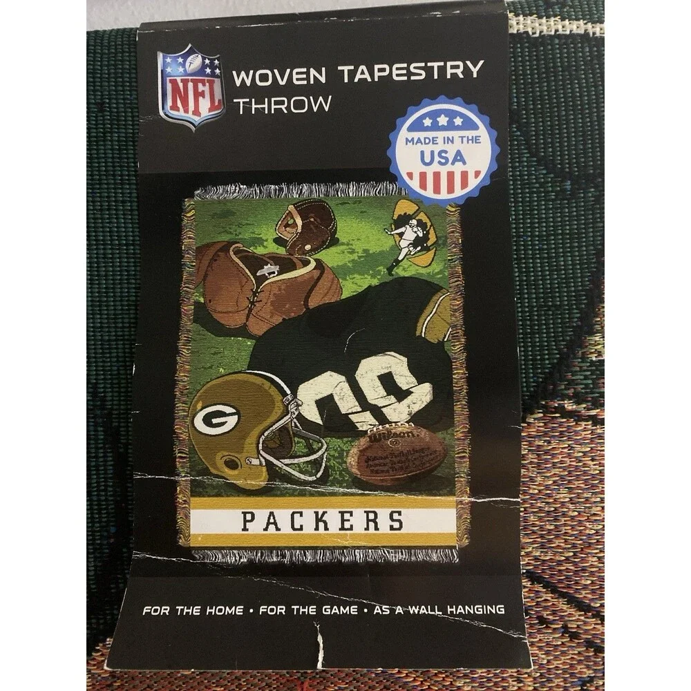 NFL Green Bay Packers Woven Tapestry 48 x 60 Inche Northwest Blanket Made In USA